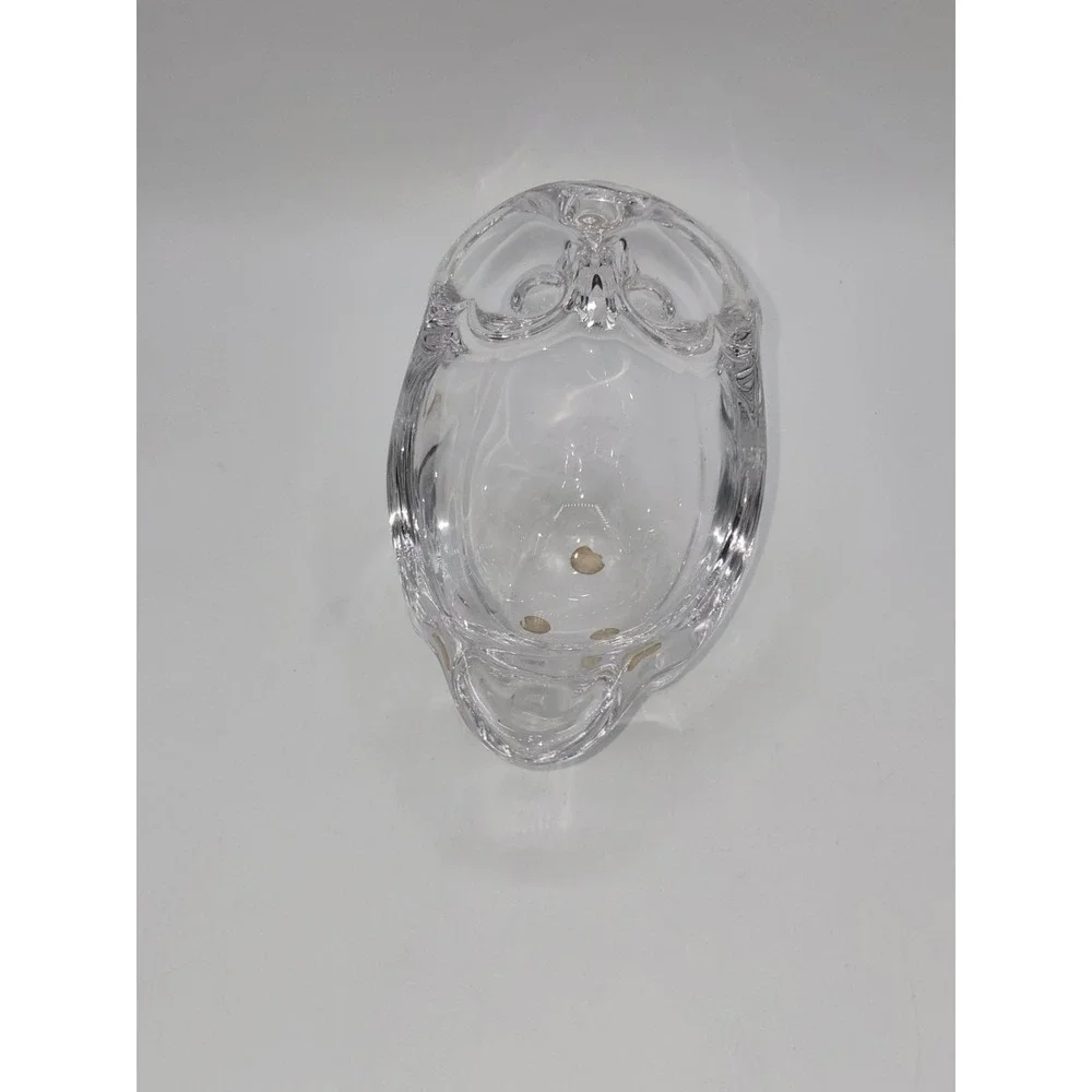 Vannes France Crystal Owl Votive Candle Holder Clear Art Glass